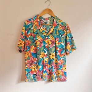 Vintage Cricket Lane Button Down tropical print vintage summer shirt